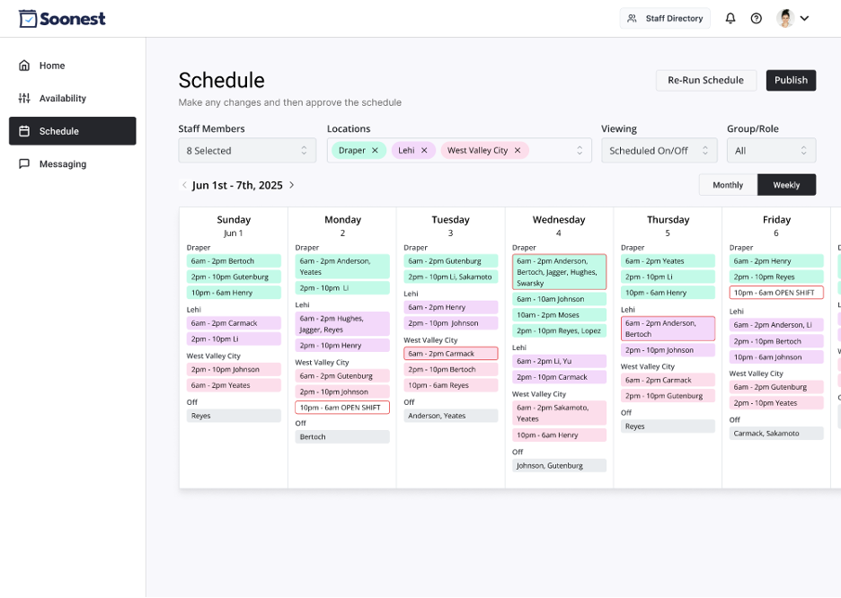 Soonest schedule view